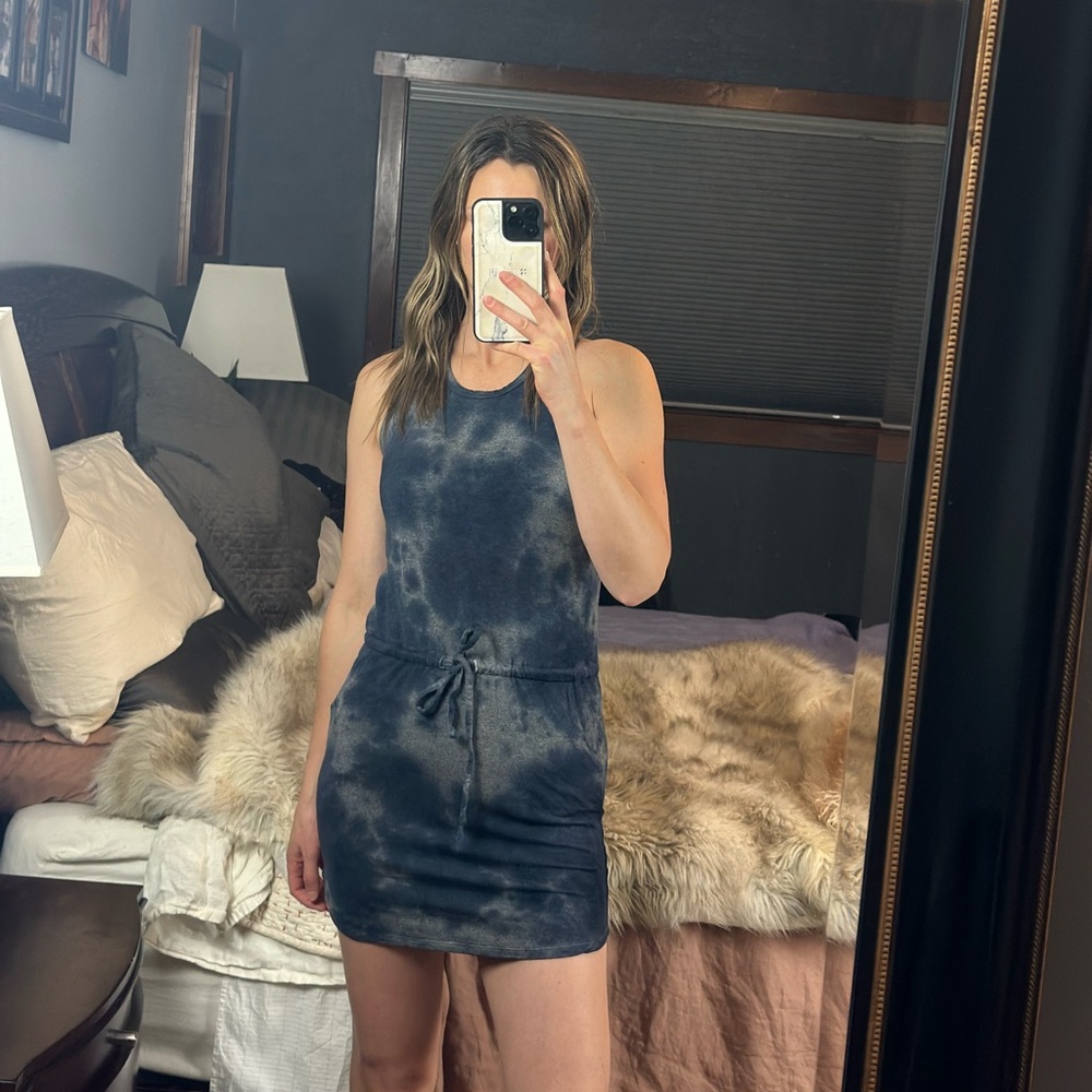 Sundry Halter Mini Blue & Grey Tie-Dye Dress, Size 0
